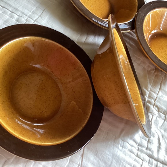 SET OF 6 HOMER LAUGHLIN DECO-STONE HEARTHSIDE RIMMED SOUP/CEREAL BOWLS - Picture 5 of 12